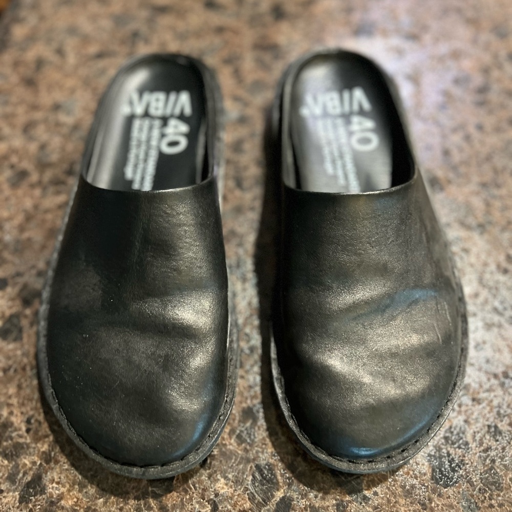 V/BA leather slip on shoes.